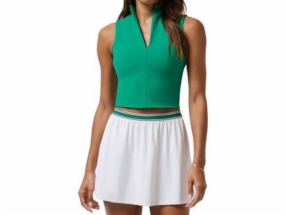 NEW TRAVISMATHEW moveknit afterglow sleeveless polo in green tambourine